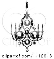 Clipart Vintage Black And White Ornate Chandelier With Candles Royalty Free Vector Illustration