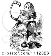 Alice Playing Croquet With A Flamingo In Wonderland