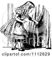 Poster, Art Print Of Alice Holding A Key And Looking At A Tiny Door To Wonderland