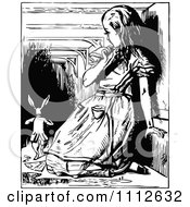 Clipart Alice And A Rabbit Viewing The Door To Wonderland Royalty Free Vector Illustration by Prawny Vintage