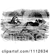 Clipart Alice Swimming With A Mouse In Wonderland Royalty Free Vector Illustration
