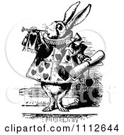 Clipart The White Rabbit Servant Tooting A Horn And Holding A Notice In Wonderland Royalty Free Vector Illustration by Prawny Vintage #COLLC1112644-0178