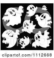 Clipart Spooky Ghosts On Black Royalty Free Vector Illustration