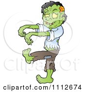 Clipart Grene Zombie Walking Royalty Free Vector Illustration