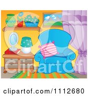 Poster, Art Print Of Blue Chair In A Living Room