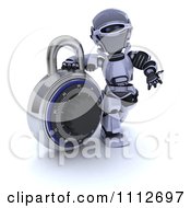 Poster, Art Print Of 3d Robot With A Padlock