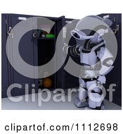 3d Robot Opening His School Locker