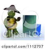 Poster, Art Print Of 3d Illegal Download Tortoise Pirate With A Blue Folder