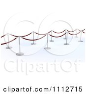 3d Velvet Ropes And Silver Poles Along A Path