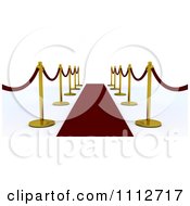 3d Velvet Ropes And Golden Poles Along A Red Carpet