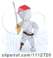 3d White Character Pirate With A Peg Leg And Sword