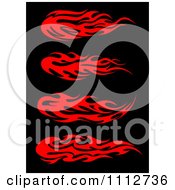 Poster, Art Print Of Red Tribal Flames Design Elements On Black 2