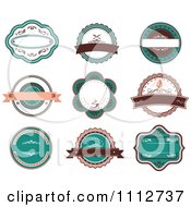 Clipart Retro Turquoise And Brown Restaurant Labels Royalty Free Vector Illustration