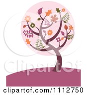 Poster, Art Print Of Fall Tree With Autumn Leaves On A Purple Hill