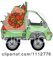 Clipart Green Kei Truck With Harvested Pumpkins Royalty Free Vector Illustration