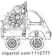 Clipart Outlined Kei Truck With Harvested Pumpkins Royalty Free Vector Illustration