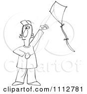 Poster, Art Print Of Outlined Guy Flying A Kite