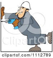 Construction Worker Man Using A Power Drill