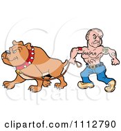 Poster, Art Print Of Small Tattooed Guy Walking His Bulldog