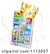 Poster, Art Print Of 3d Crown On A Smart Phone With App Icons On The Screen