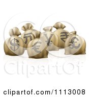 Poster, Art Print Of 3d Money Sacks With Currency Symbols