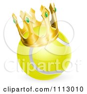 Poster, Art Print Of 3d Tennis Ball Wearing A Golden Crown