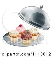 3d Cupcakes On A Platter Under A Cloche