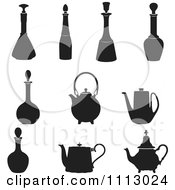 Poster, Art Print Of Silhouetted Bottles And Tea Pots
