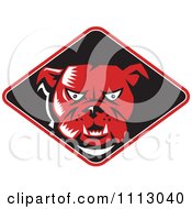 Clipart Red Angry Bulldog In A Black Diamond Royalty Free Vector Illustration
