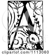 Clipart Vintage Black And White Letter A With A Rabbit Royalty Free Vector Illustration by Prawny Vintage