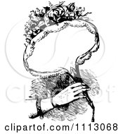Poster, Art Print Of Vintage Woman Holding A Bouquet Of Flowers With Copyspace