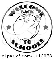 Clipart Black And White Welcome Back To School Circle With A Worm In An Apple Royalty Free Vector Illustration