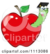 Poster, Art Print Of Happy Graduate Worm In A Red Apple