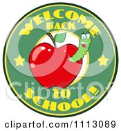 Poster, Art Print Of Welcome Back To School Circle With A Worm In A Red Apple 1