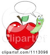 Poster, Art Print Of Happy Talking Worm In A Red Apple