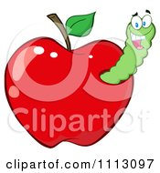 Poster, Art Print Of Happy Worm In A Red Apple