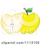 Poster, Art Print Of Halved Yellow Apple