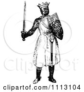 Poster, Art Print Of Vintage Black And White Medieval Knight On With A Shield And Sword 3