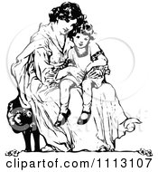 Poster, Art Print Of Vintage Black And White Mother Sitting With Her Daughter