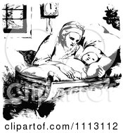 Poster, Art Print Of Vintage Black And White Mother Rocking Her Baby In A Cradle