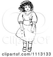 Clipart Vintage Black And White Girl Standing In A Dress Royalty Free Vector Illustration