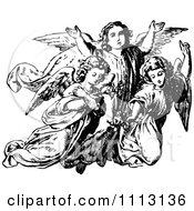 Clipart Vintage Black And White Trio Of Angels Royalty Free Vector Illustration by Prawny Vintage #COLLC1113136-0178