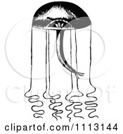 Clipart Vintage Black And White Jellyfish 1 Royalty Free Vector Illustration by Prawny Vintage
