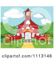 Poster, Art Print Of Red School House With A Ringing Bell