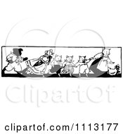 Clipart Vintage Black And White Farm Animals Holding Hands Royalty Free Vector Illustration