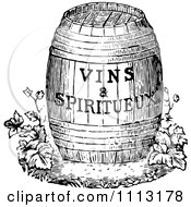 Vintage Black And White Wine Barrel With Text