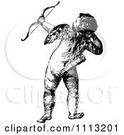 Clipart Vintage Black And White Cupid Shooting An Arrow Royalty Free Vector Illustration