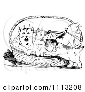 Poster, Art Print Of Vintage Black And White Kittens In A Basket