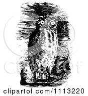 Clipart Vintage Horned Owl In The Night Royalty Free Vector Illustration