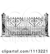 Vintage Ornate Black And White Wrought Iron Gate